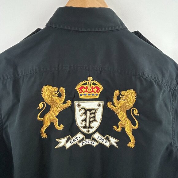 Polo Ralph Lauren Military Black Shirt – Preppy crest Men's Large L - Picture 11 of 15